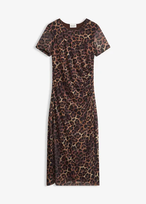 Midikleid aus softem Mesh in beige von vorne - bonprix