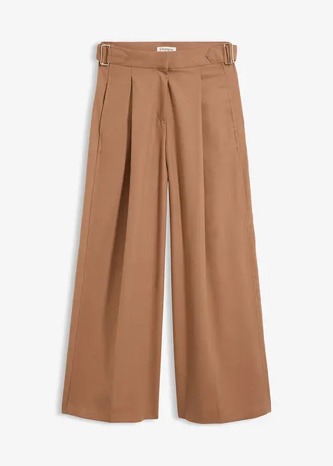 Hose mit Seitenschnallen aus Viskose-Mix in braun von vorne - bonprix