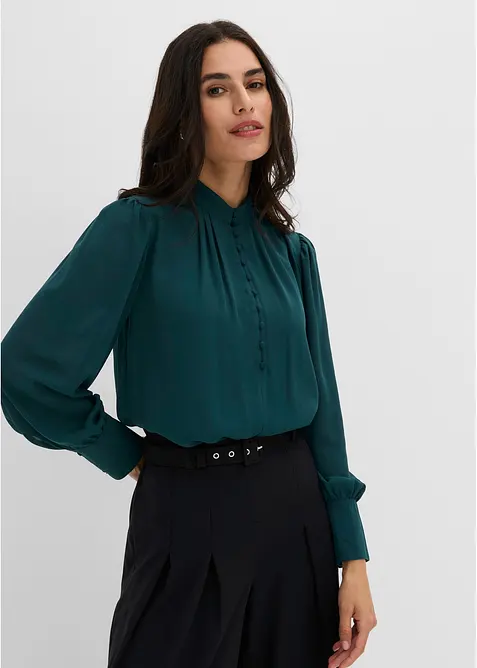 Chiffon Tunikabluse in grün von vorne (im Anschnitt) - bonprix