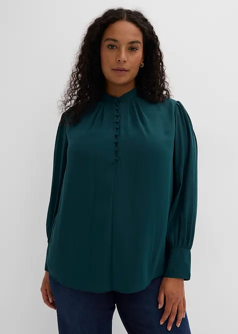 Chiffon Tunikabluse in grün von vorne (im Anschnitt) - bonprix