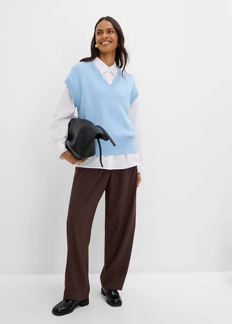 Pullunder aus reiner Bio-Baumwolle in blau im Look von vorne (Totalaufnahme) - bonprix