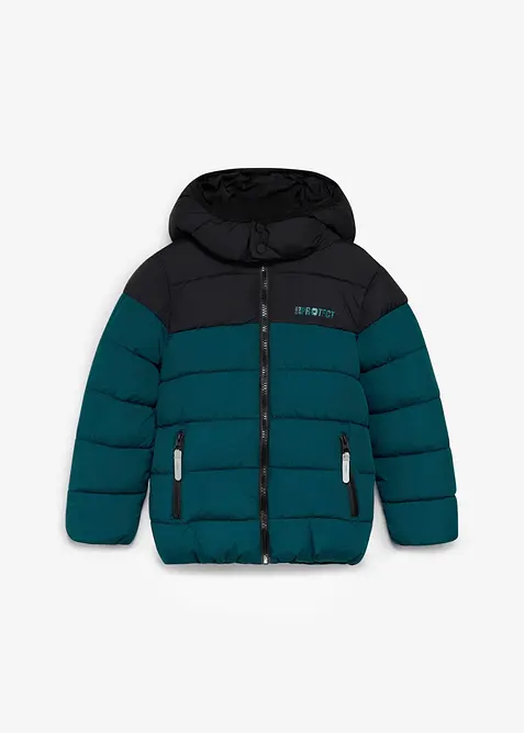 warm gefütterte Winter-Steppjacke, wasserabweisend in petrol von vorne - bonprix