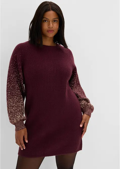 Strickkleid mit Glitzer-Effekt in rot von vorne (Totalaufnahme) - bonprix