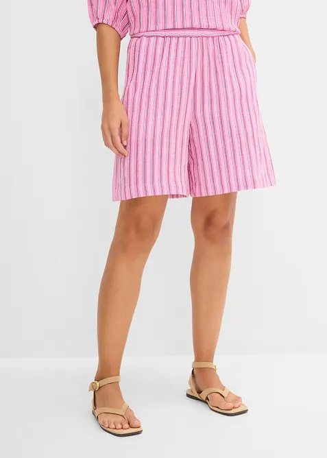 Musselin-Schlupf-Shorts aus reiner Baumwolle in rosa von vorne - bonprix