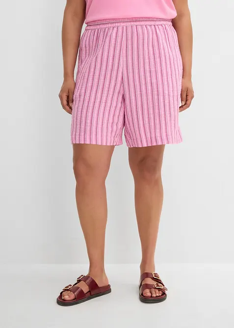 Musselin-Schlupf-Shorts aus reiner Baumwolle in rosa von vorne - bonprix