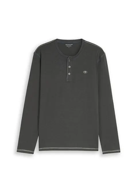 Tom Tailor Henleyshirt in grün von vorne - Tom Tailor