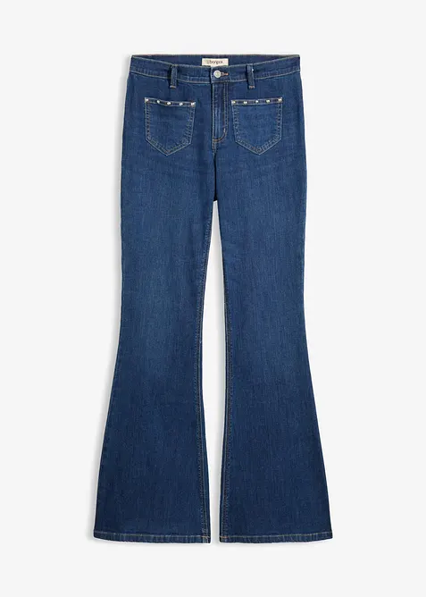 Bootcut-Jeans, Mid Waist in blau von vorne - bonprix