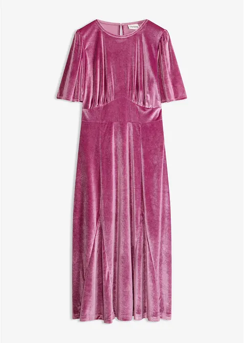 Midikleid aus softem Samt in lila von vorne - bonprix