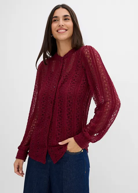 Jerseybluse mit Top (2-tlg. Set) in rot von vorne (im Anschnitt) - bonprix