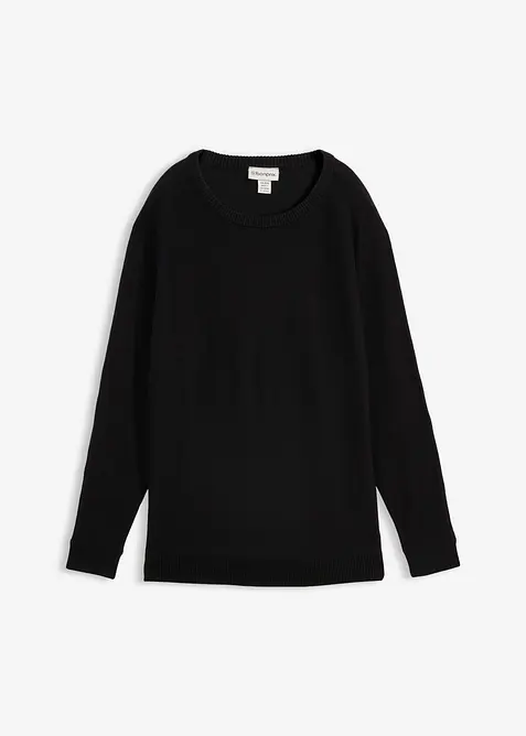 Pullover mit Fledermausärmeln in schwarz von vorne - bonprix