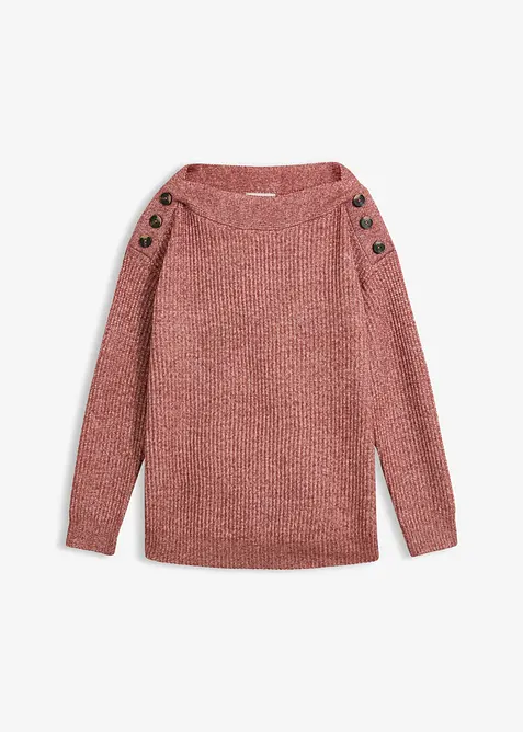 Pullover mit Knöpfen in rosa von vorne - bonprix