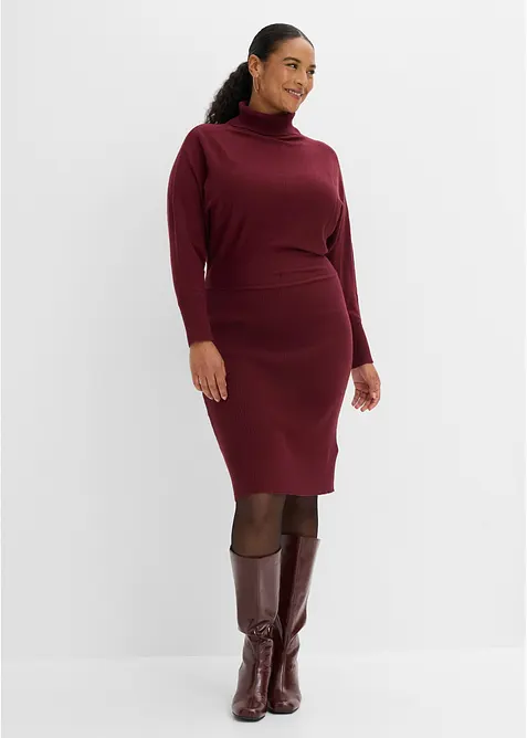 Strickkleid aus Viskose-Mix in rot von vorne (Totalaufnahme) - bonprix