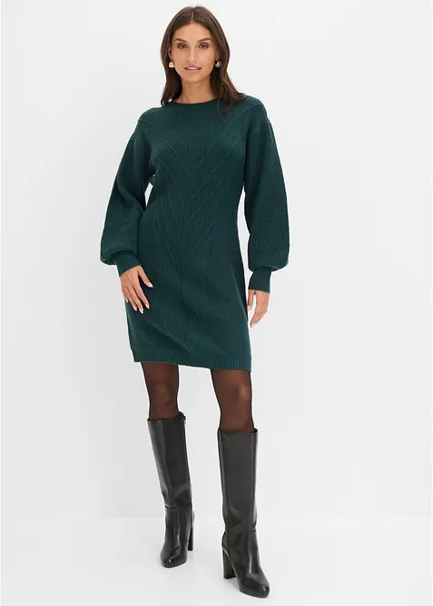 Strickkleid in grün von vorne (Totalaufnahme) - bonprix