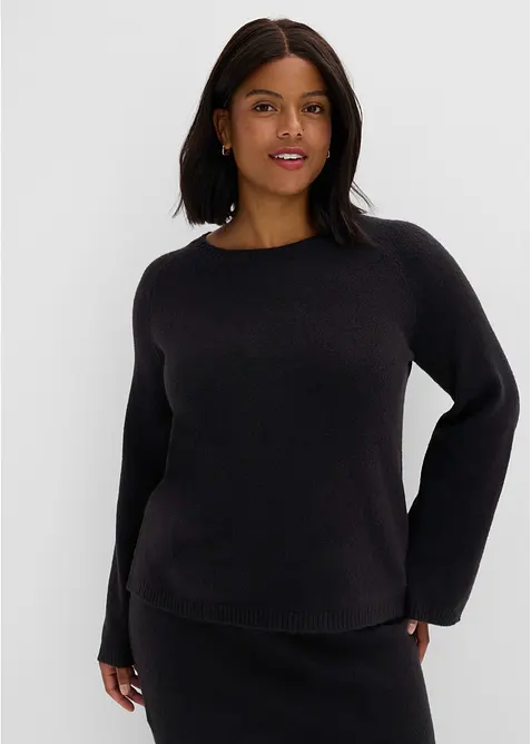 Feinstrickpullover in schwarz von vorne (im Anschnitt) - bonprix