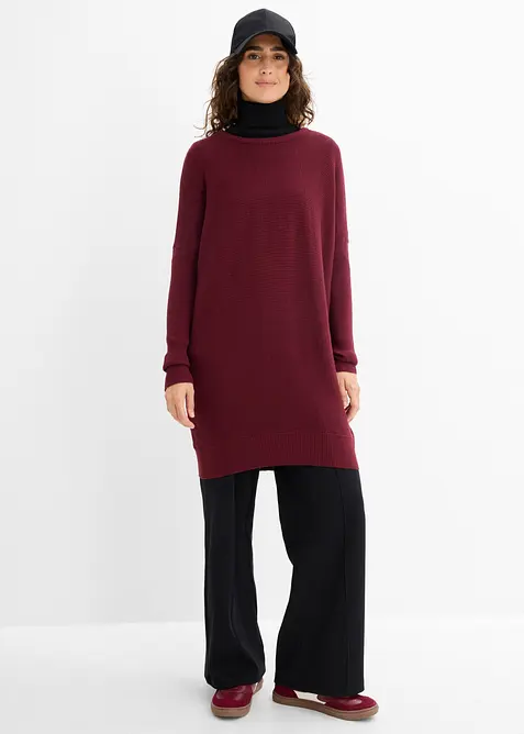 Long-Pullover aus Viskose-Mix in rot von vorne (im Anschnitt) - bonprix