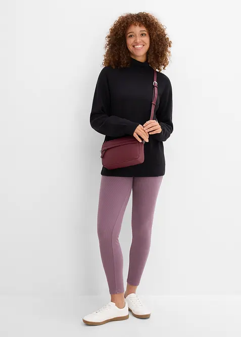 Rollkragenpullover aus reiner Baumwolle in schwarz im Look von vorne (Totalaufnahme) - bonprix