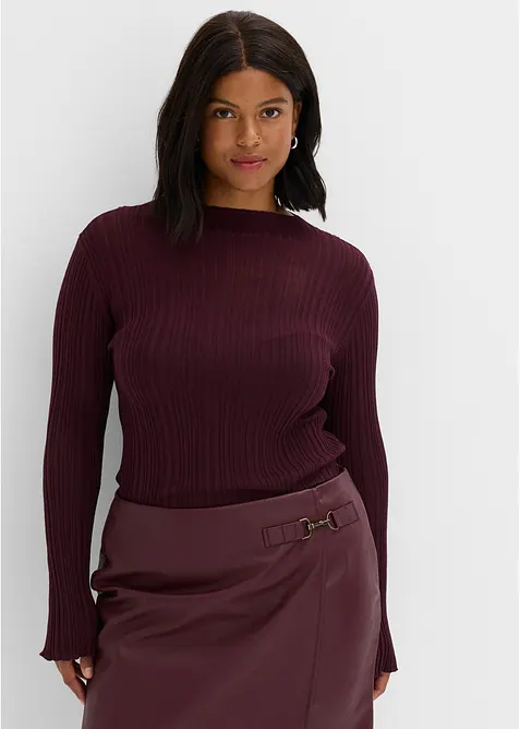 Halbtransparentes Strickshirt in rot von vorne (im Anschnitt) - bonprix