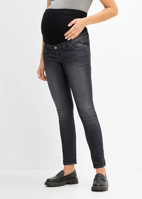 Elastische Umstandsjeans mit Bio-Baumwolle, Skinny in grau von vorne - bonprix