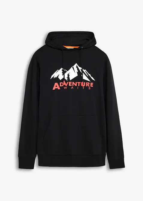 Hoodie aus reiner Bio-Baumwolle in schwarz von vorne - bonprix