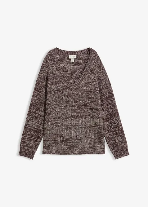 Strick-Pullover aus weichem Viscose-Mix in braun von vorne - bonprix
