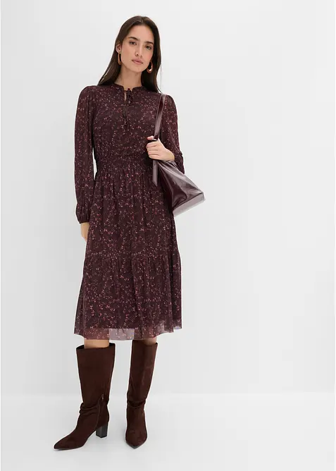Jerseykleid mit Rundhals in braun im Look von vorne (Totalaufnahme) - bonprix