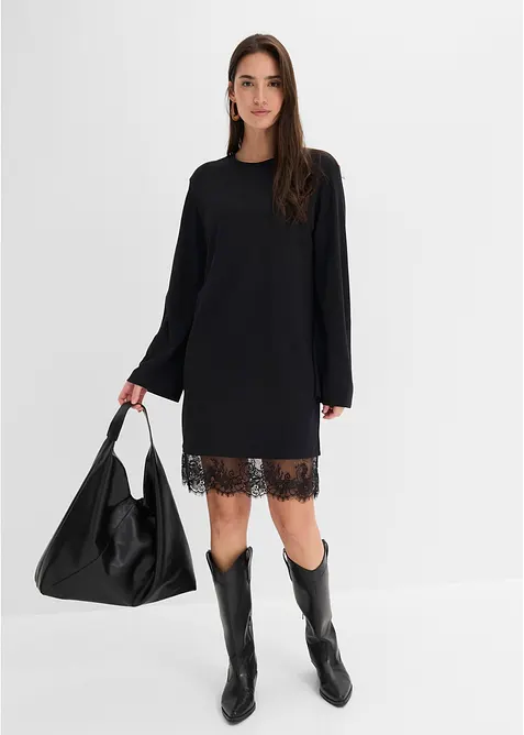 Jerseykleid in schwarz von vorne (Totalaufnahme) - bonprix