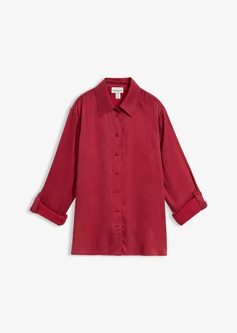 Hemdbluse aus fließendem Cupro in rot von vorne - bonprix