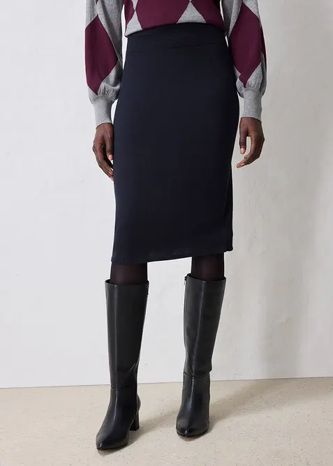 Strickrock aus weichem Woll-Mix in schwarz von vorne - bonprix
