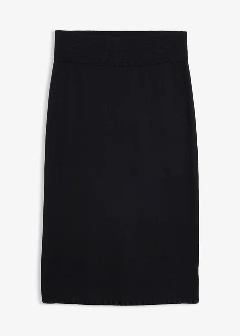 Strickrock aus weichem Woll-Mix in schwarz von vorne - bonprix