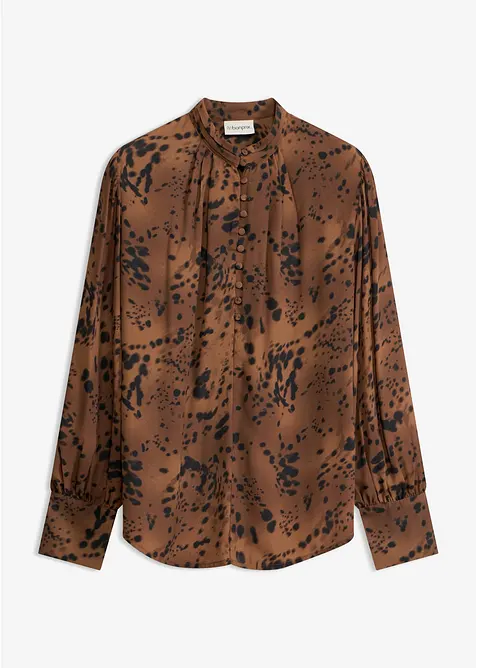 Chiffonbluse mit Stehkragen in braun von vorne - bonprix