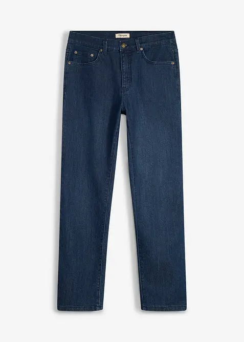 Thermo Classic-Fit-Jeans mit Jersey-Futter, Straight in blau von vorne - bonprix