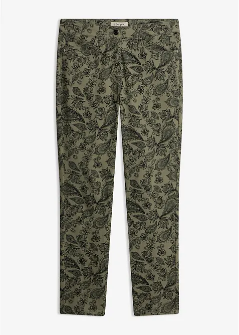 Baumwollstretch-Hose bedruckt in grün von vorne - bonprix
