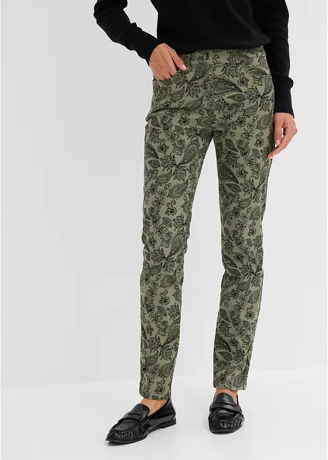 Stretch-Hose aus Baumwoll-Stretch in grün von vorne - bonprix
