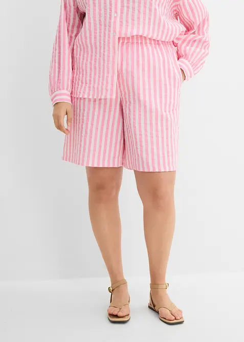 Musselin-Shorts aus reiner Baumwolle in rosa von vorne - bonprix