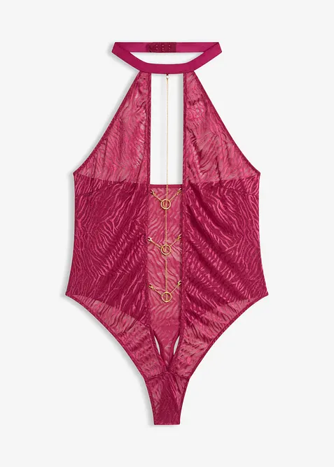 Stringbody mit abnehmbaren Kettendetails in lila von vorne - bonprix