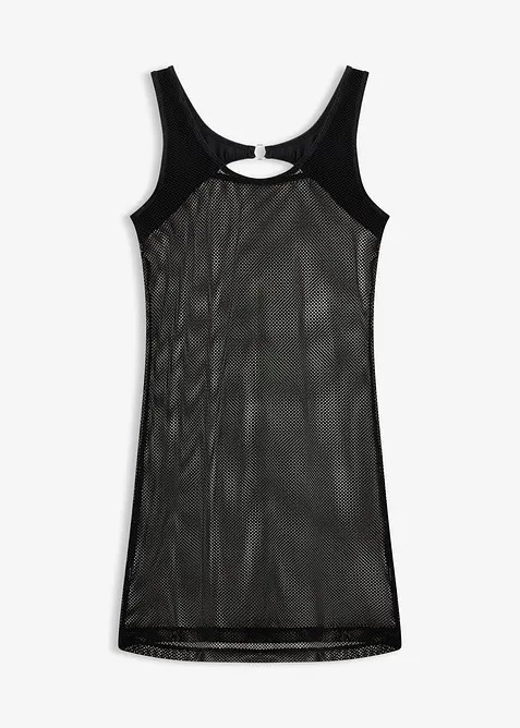 Kleid mit Wetlook in schwarz von vorne - bonprix