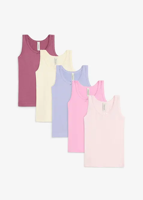 Unterhemd aus reiner Bio-Baumwolle (5er Pack) in lila von vorne - bonprix