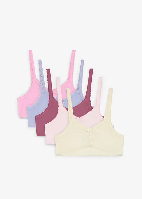 Bustier aus reiner Bio-Baumwolle (5er Pack) in weiß von vorne - bonprix