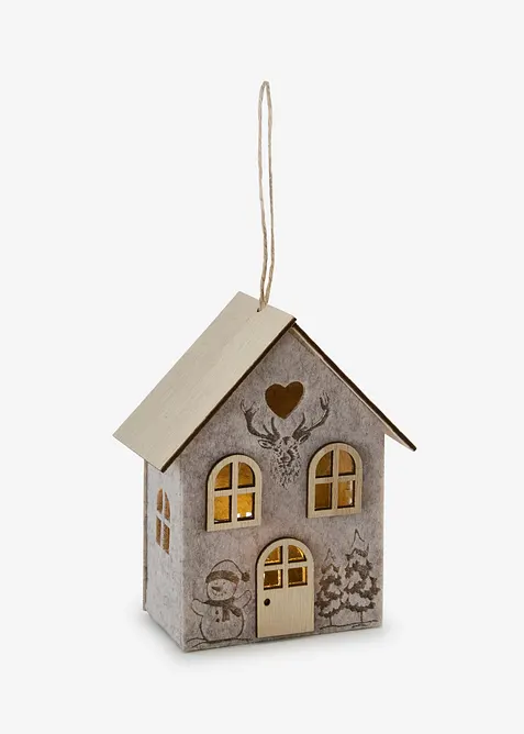 LED-Deko-Objekt Weihnachtshaus in beige von vorne - bonprix