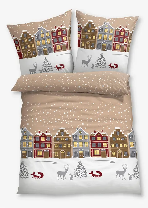 Biber-Bettwäsche in beige von vorne - bonprix