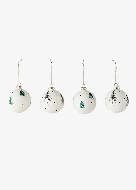 Weihnachtskugel (4er Pack) in weiß von vorne - bonprix