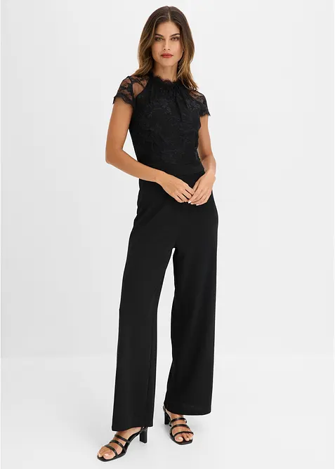 Overall mit Spitze in schwarz von vorne (Totalaufnahme) - bonprix
