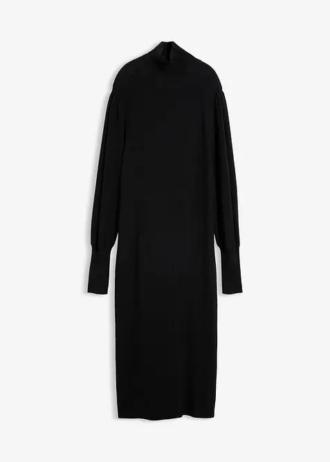 Strickkleid aus softem Viskose-Mix in schwarz von vorne - bonprix