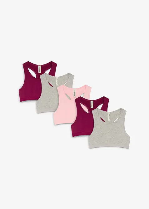 Bustier aus elastischem Bio-Baumwoll-Mix (5er Pack) in rosa von vorne - bonprix