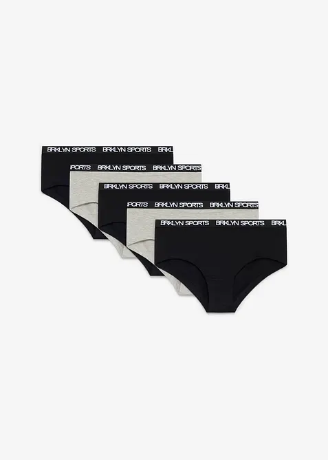 Panty aus weichem Bio-Baumwoll-Mix (5er Pack) in grau von vorne - bonprix