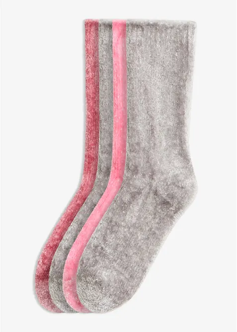 Kuschelsocken (4er Pack) in grau von vorne - bonprix