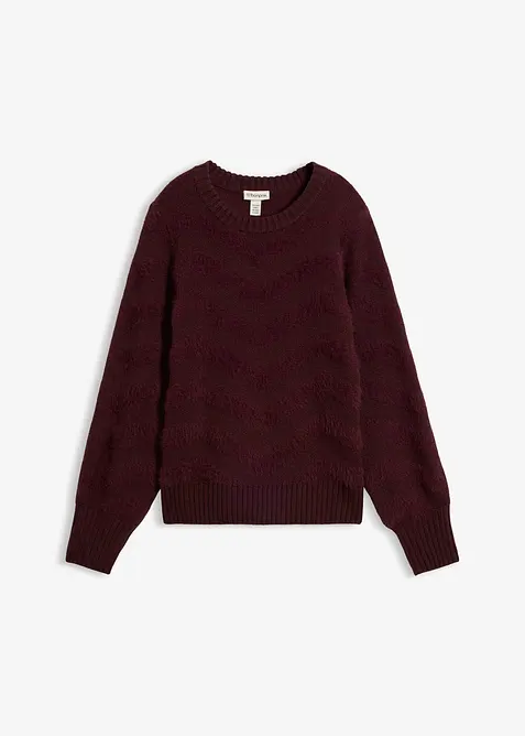 Pullover mit Flauschgarn in rot von vorne - bonprix