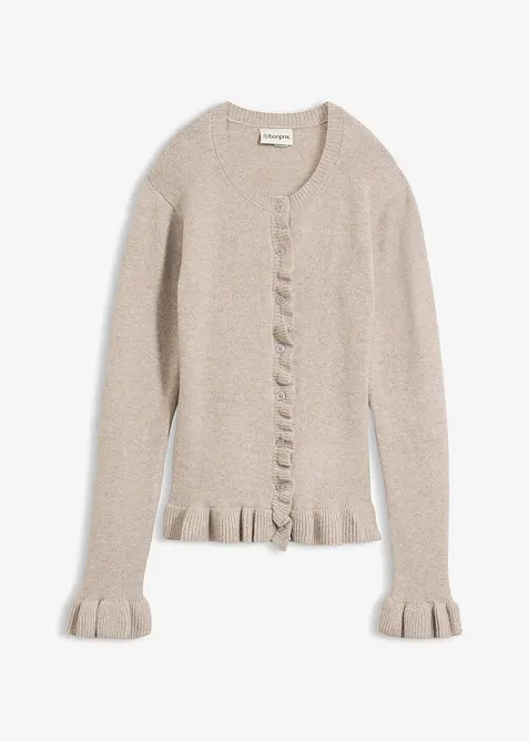 Ajour-Strickjacke in beige von vorne - bonprix