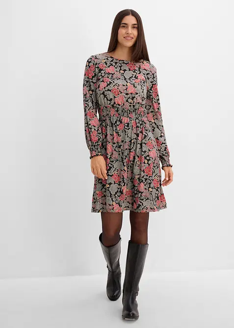 Jerseykleid aus softer Viskose in schwarz von vorne (Totalaufnahme) - bonprix
