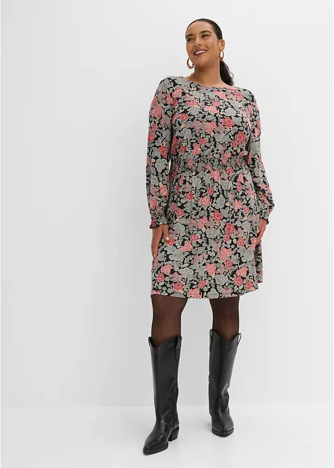 Jerseykleid aus softer Viskose in schwarz von vorne (Totalaufnahme) - bonprix
